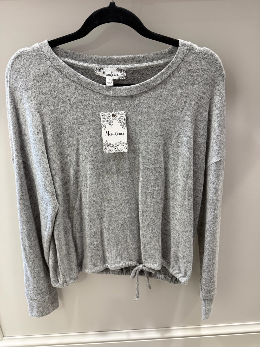 Mendence Heather Gray Drawstring-Hem Crewneck Sweatshirt